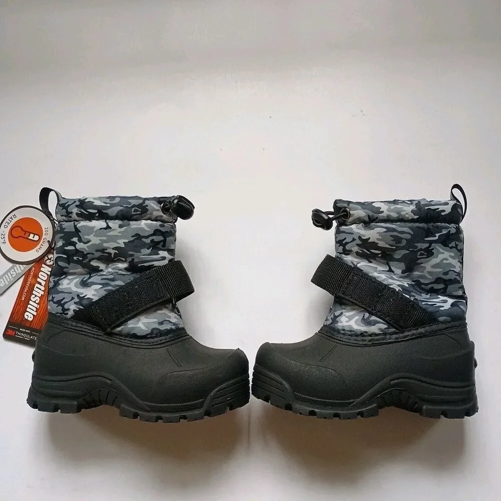 Northside 3M Thinsulate Black Camouflage Insulated Winter Snow Boot Boys 6 NEW